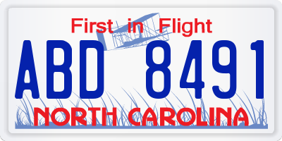 NC license plate ABD8491