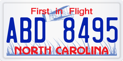 NC license plate ABD8495