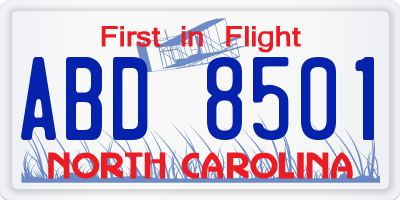 NC license plate ABD8501