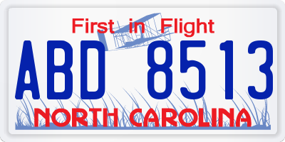 NC license plate ABD8513