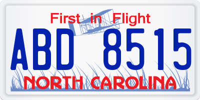 NC license plate ABD8515