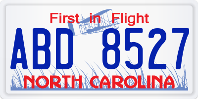 NC license plate ABD8527