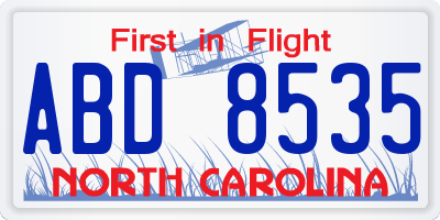 NC license plate ABD8535