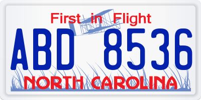 NC license plate ABD8536