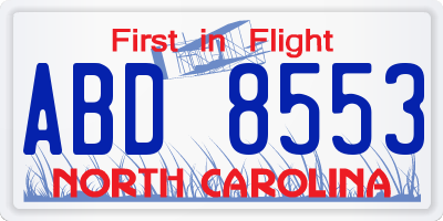 NC license plate ABD8553