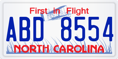 NC license plate ABD8554
