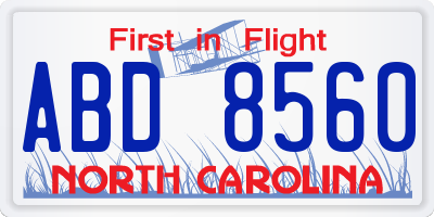 NC license plate ABD8560