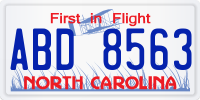 NC license plate ABD8563
