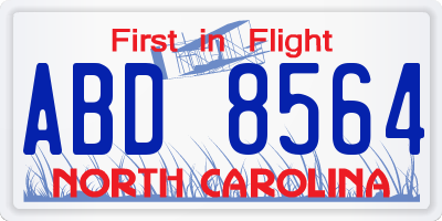NC license plate ABD8564