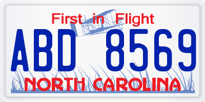 NC license plate ABD8569