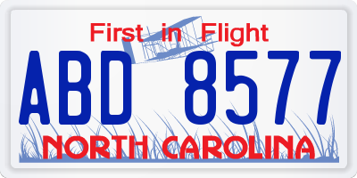 NC license plate ABD8577