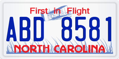 NC license plate ABD8581