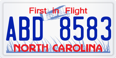 NC license plate ABD8583