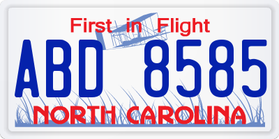 NC license plate ABD8585