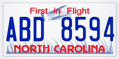 NC license plate ABD8594
