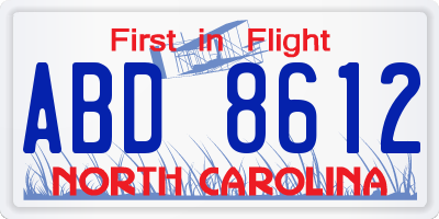 NC license plate ABD8612