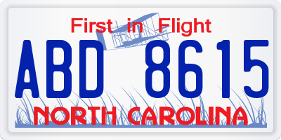 NC license plate ABD8615