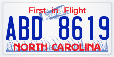 NC license plate ABD8619