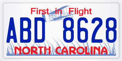 NC license plate ABD8628