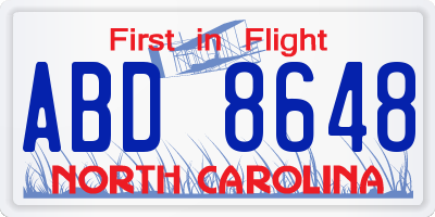 NC license plate ABD8648