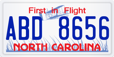 NC license plate ABD8656