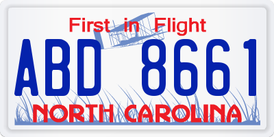 NC license plate ABD8661