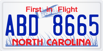 NC license plate ABD8665