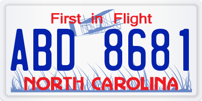 NC license plate ABD8681