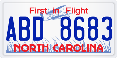 NC license plate ABD8683