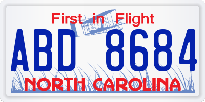 NC license plate ABD8684