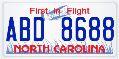 NC license plate ABD8688