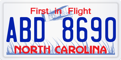 NC license plate ABD8690