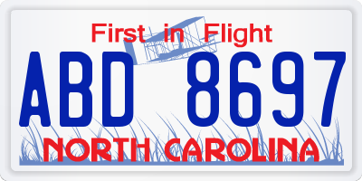 NC license plate ABD8697