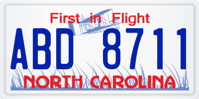 NC license plate ABD8711