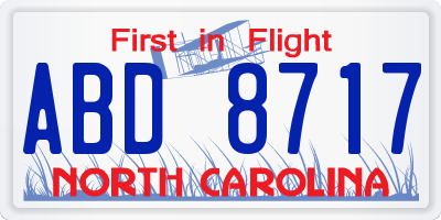 NC license plate ABD8717