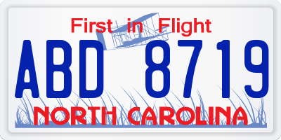 NC license plate ABD8719