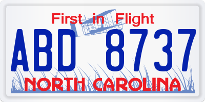 NC license plate ABD8737