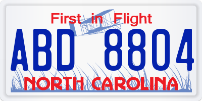 NC license plate ABD8804