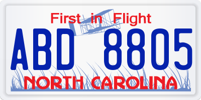 NC license plate ABD8805