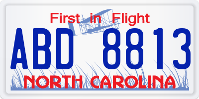 NC license plate ABD8813