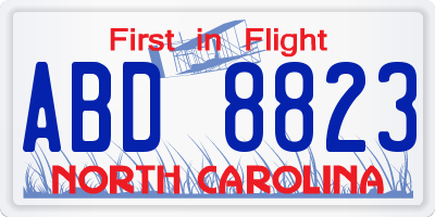 NC license plate ABD8823