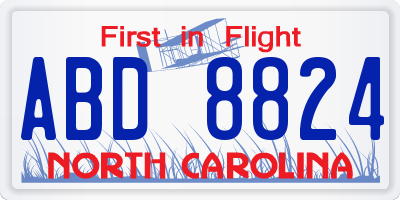 NC license plate ABD8824