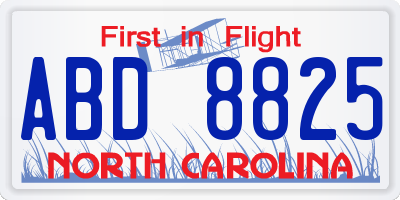 NC license plate ABD8825