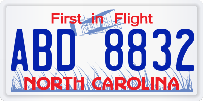 NC license plate ABD8832