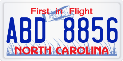 NC license plate ABD8856
