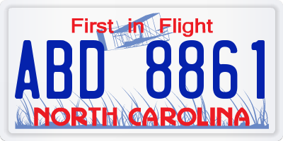 NC license plate ABD8861