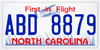 NC license plate ABD8879