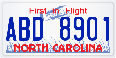 NC license plate ABD8901