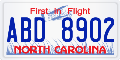 NC license plate ABD8902