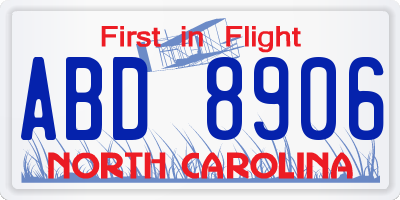 NC license plate ABD8906